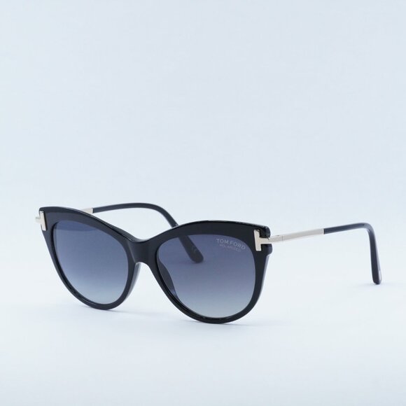 Tom Ford Kira FT0821 01D Sunglasses Black/Gold Cat Eye Frame, Polarized Lenses main image 8